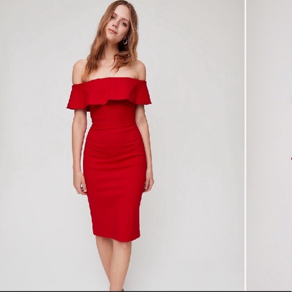 Aritzia off the shoulder sexy red dress, size 2 - Picture 2 of 16